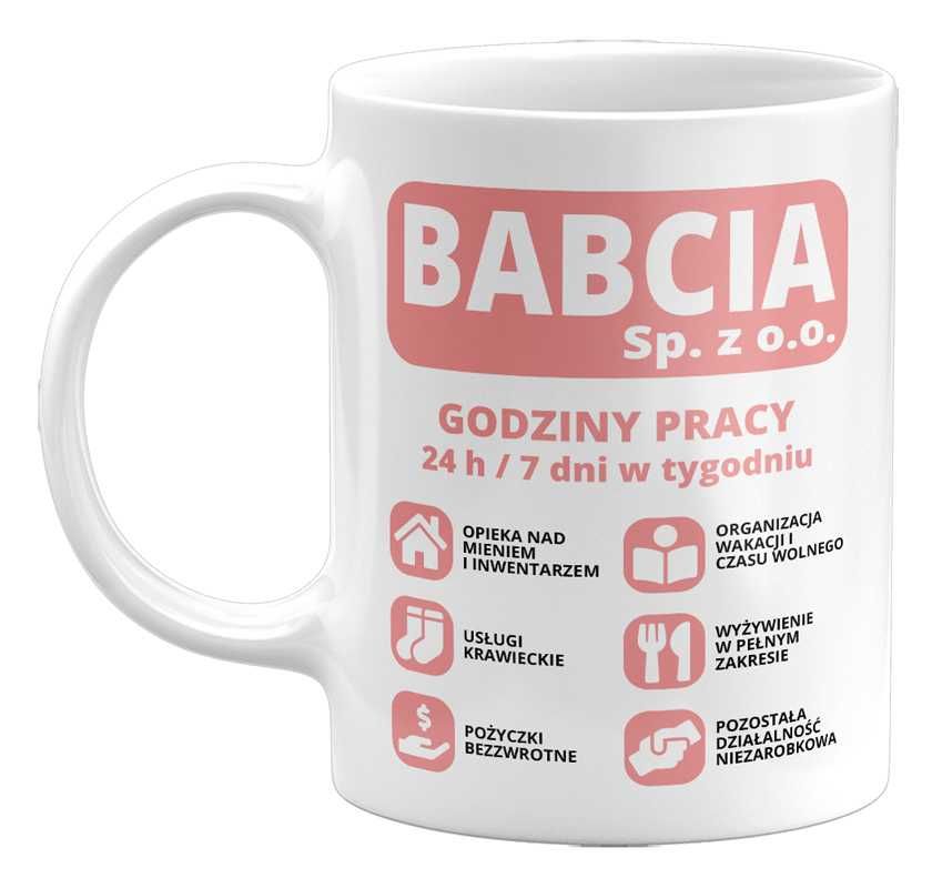 Kubek Babcia Sp. z o.o. Prezent na Dzień Babci, 330ml, NOWY!