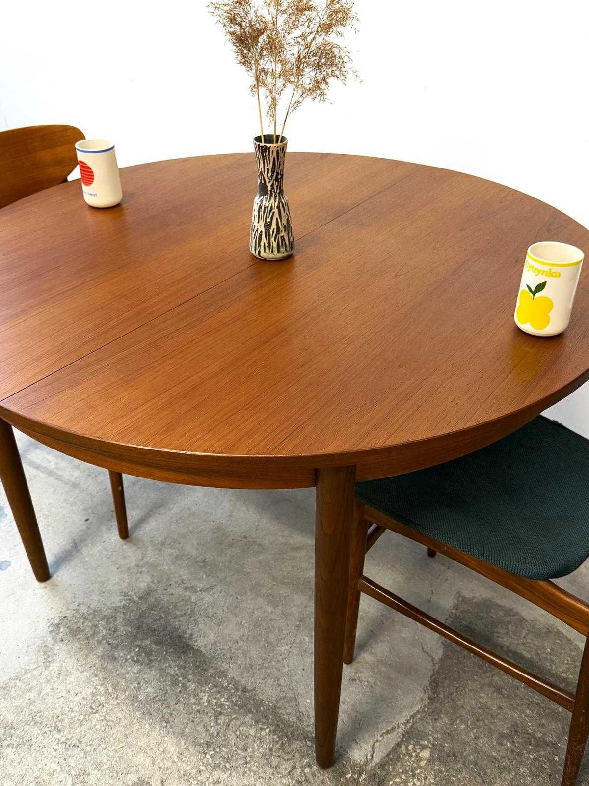 Tekowy stół okrągły, Dania lata 60/70, vntg, mid-c modern