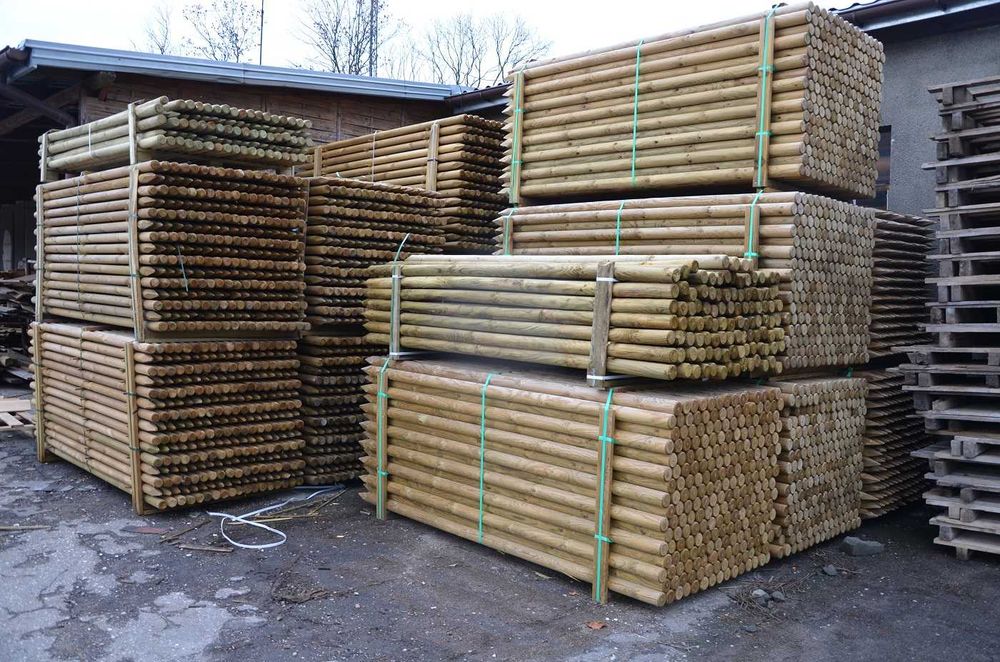 Palisada drewniana wałki paliki do drzewek sosnowe 5x200cm wysyłka!