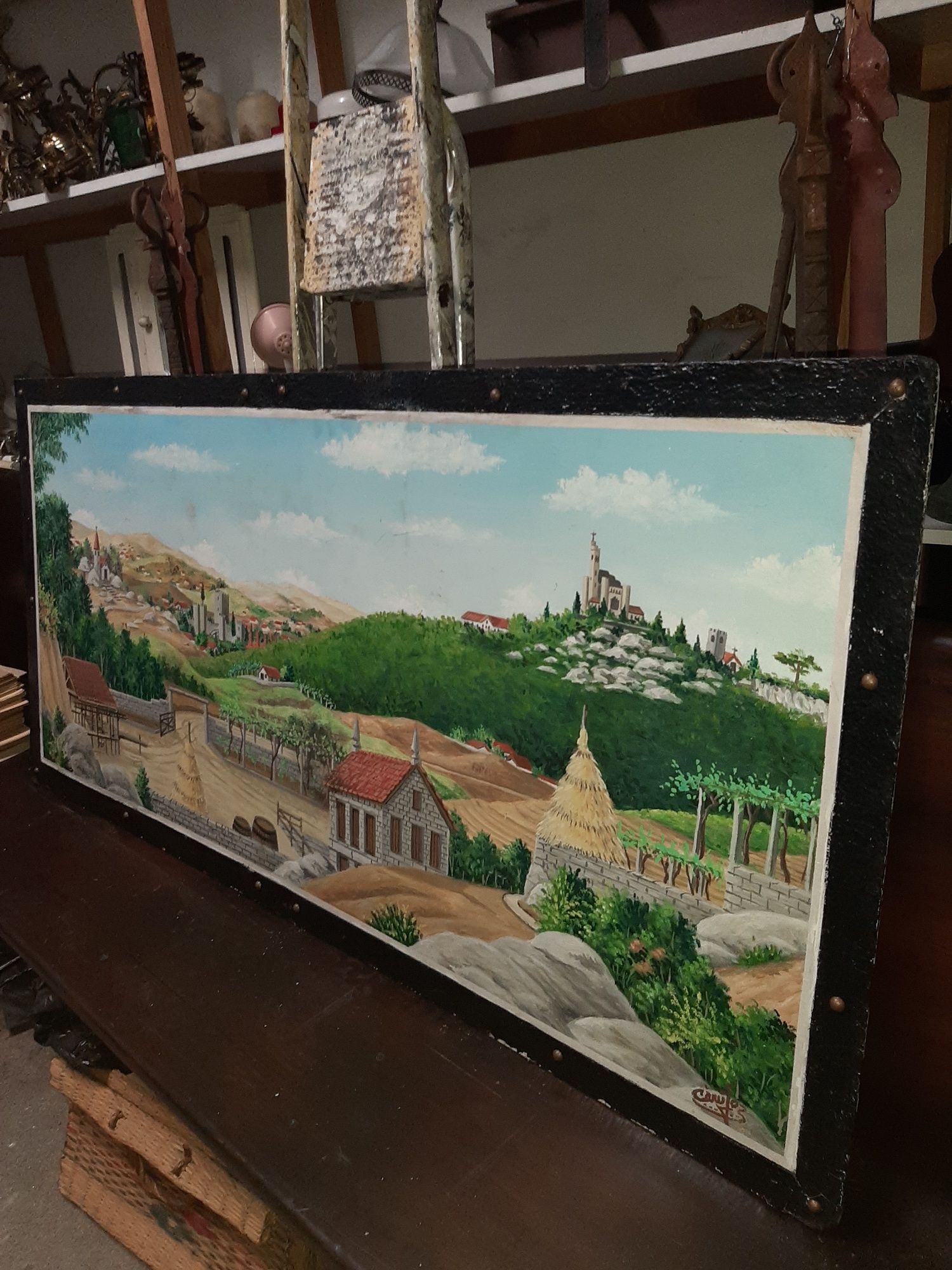 Grande Obra Óleo Sobre Platex da Igreja da Penha em Guimarães