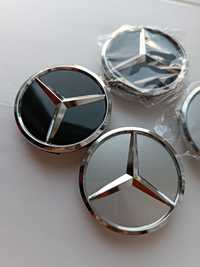 Ковпачки-заглушки в диски LOGO срібні/чорні для Mercedes,60мм