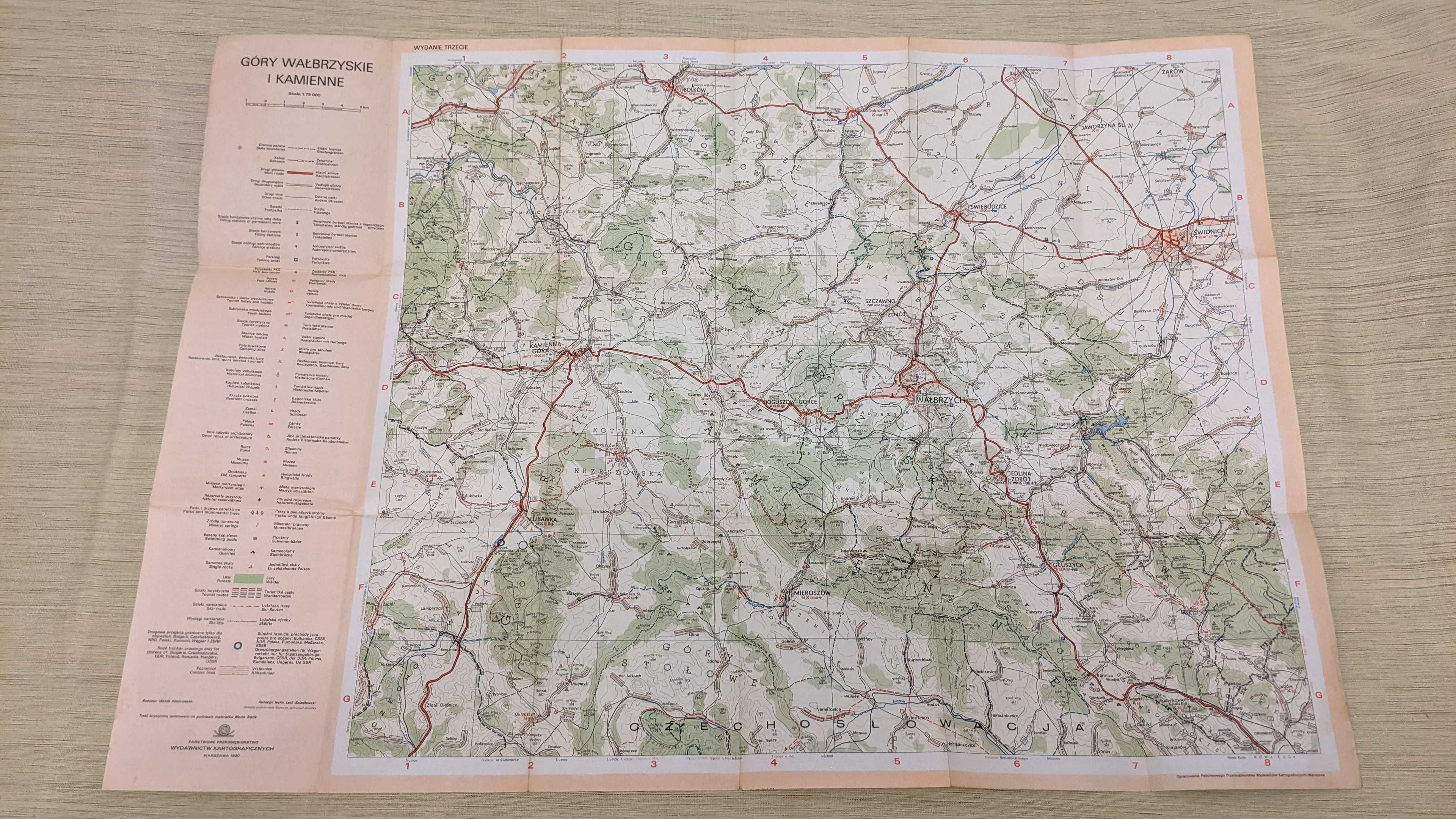 Góry Wałbrzyskie i Kamienne : mapa turystyczna | 1980