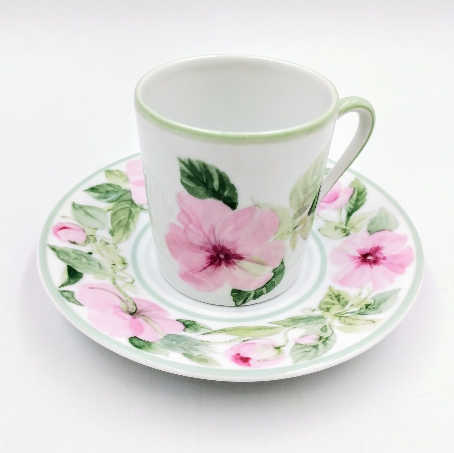 Filiżanka mała mokki espresso porcelana francuska kwiaty pastelowa róż