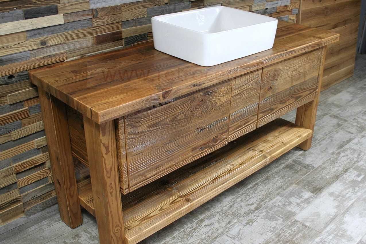 Szafka łazienkowa stojąca, stare drewno, dwie szuflady