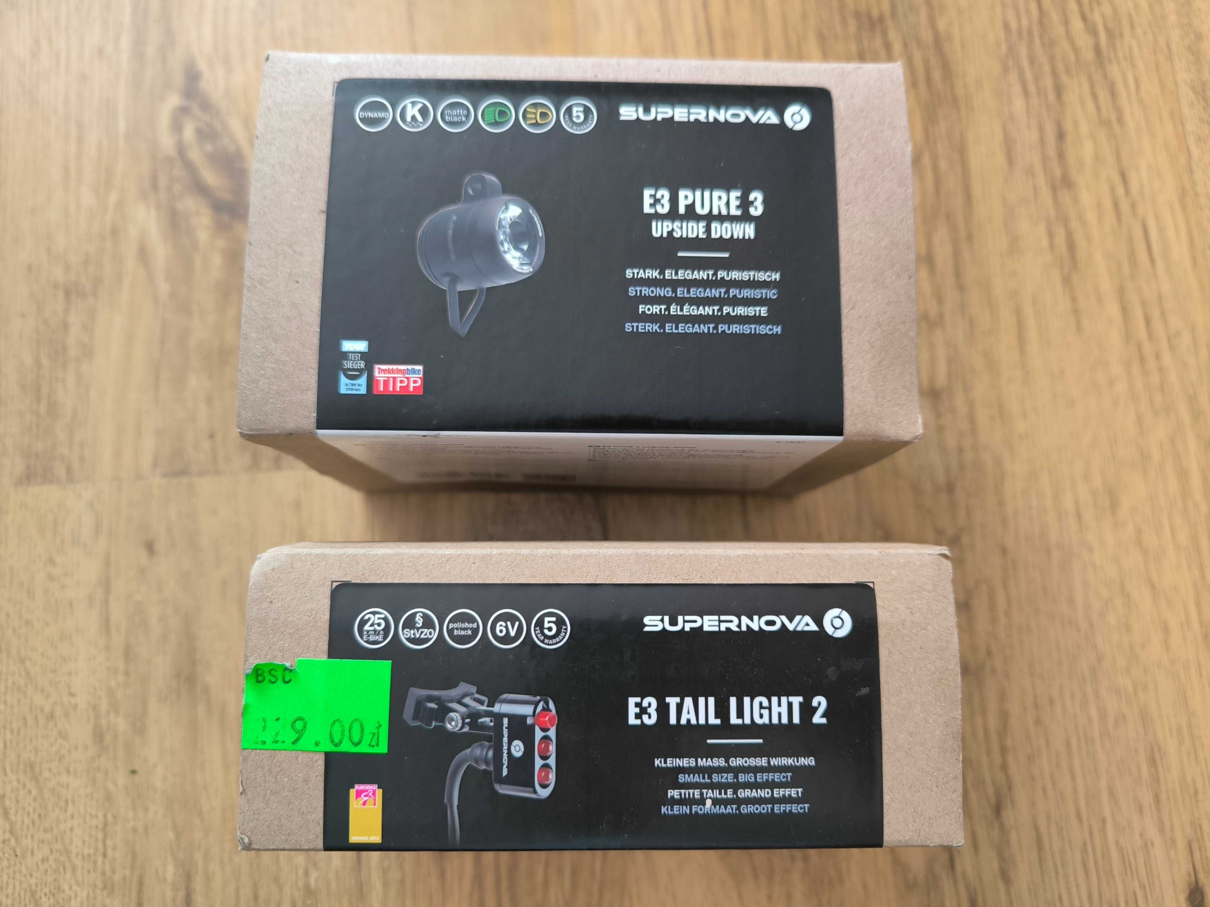 Supernova E3 Pure 3 + E3 Tail Light 2 + akcesoria tylko pod DYNAMO!