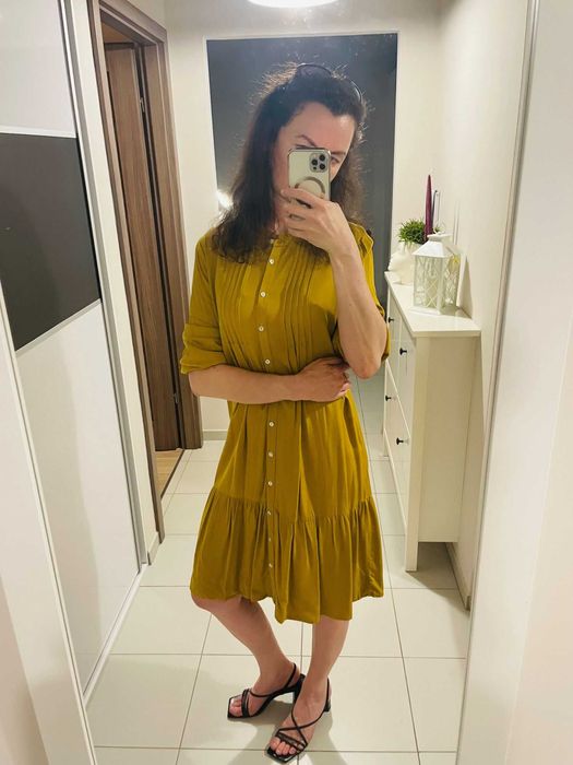 Sukienka musztardowa miodowa koszulowa rozm. 36/S