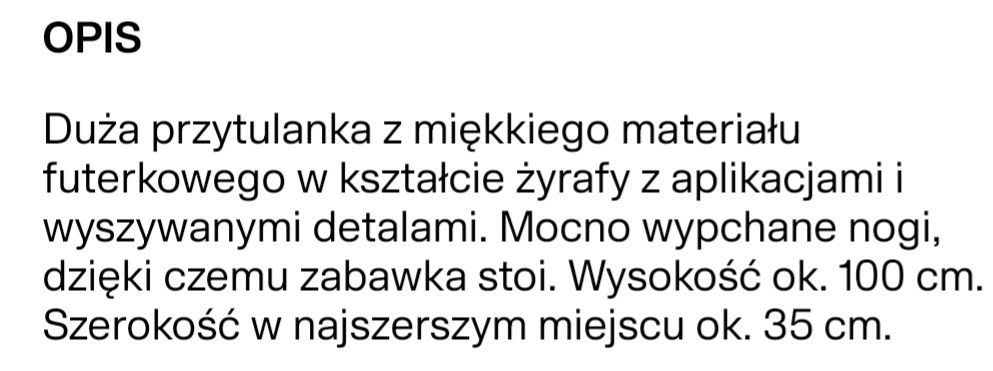 NOWA Żyrafa H&M -100cm przytulanka zabawka pluszak dla dziecka