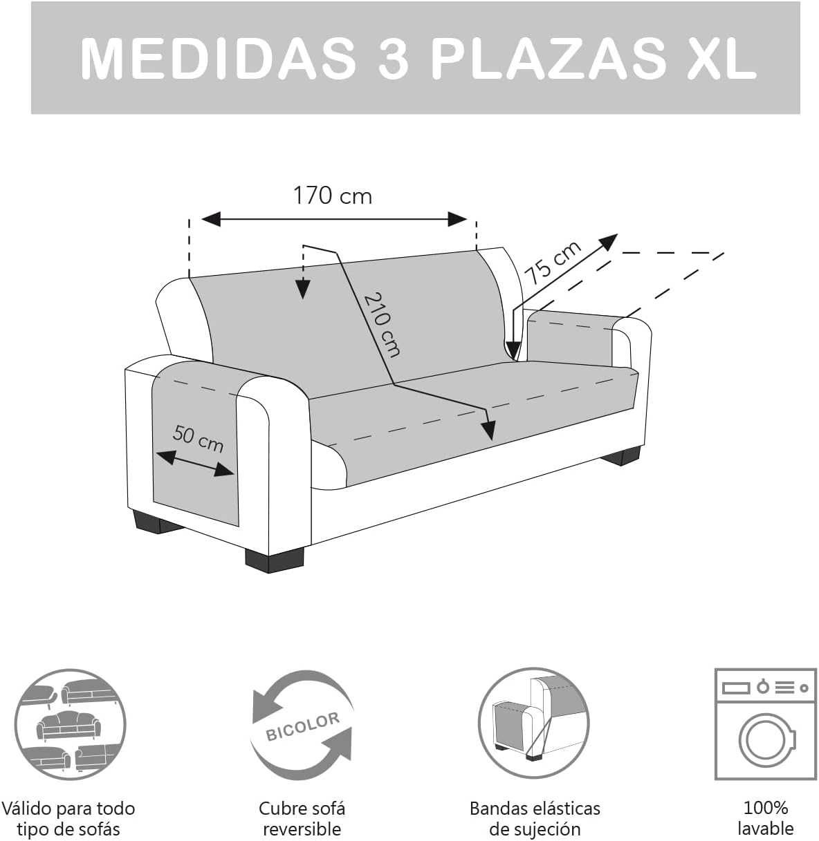 М'який чохол на диван Martina Home Diamond 3 Seater XL