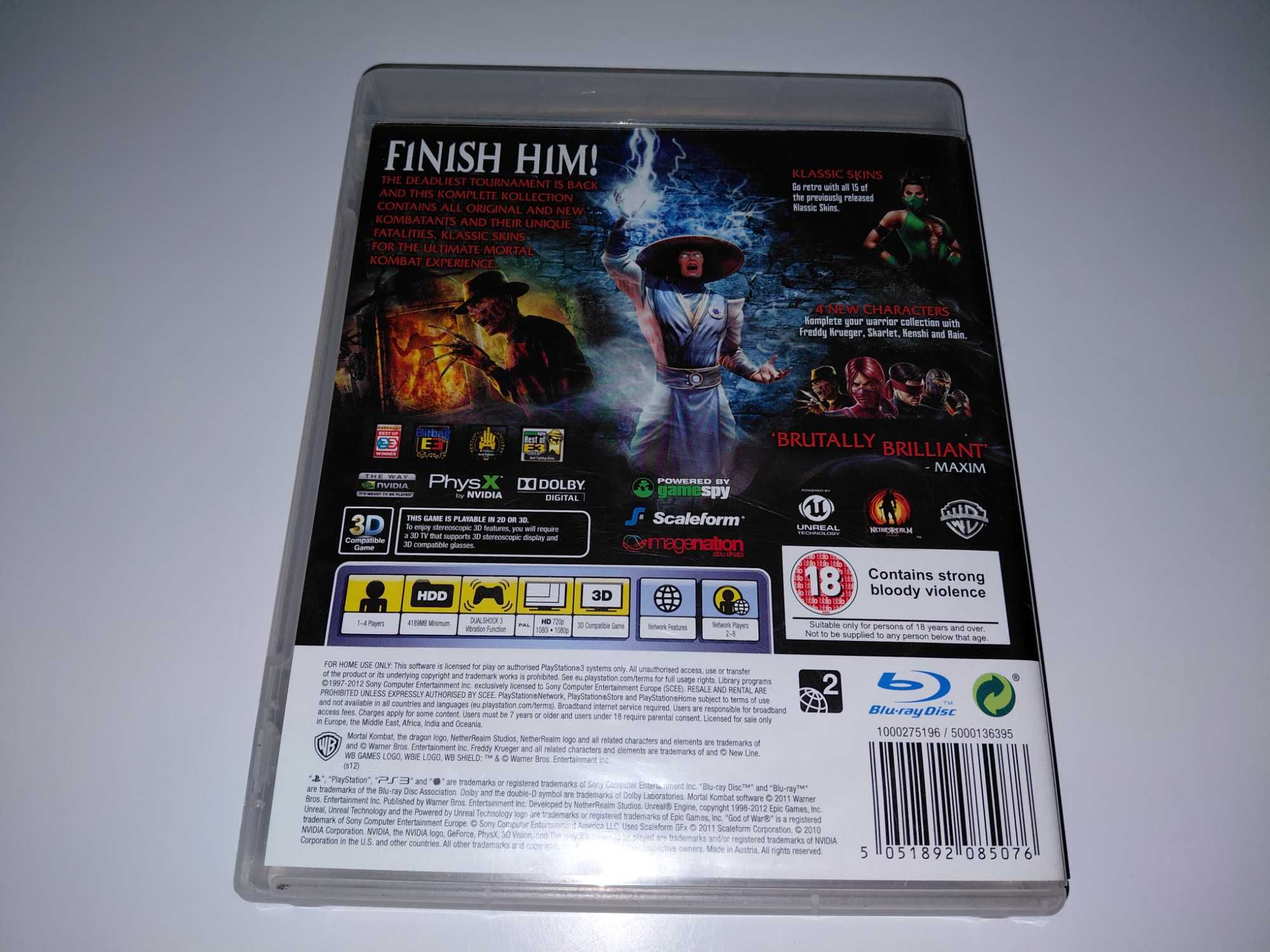 ps3 MORTAL KOMBAT KOMPLETE EDITION zawiera dodatkowe postacie komplet