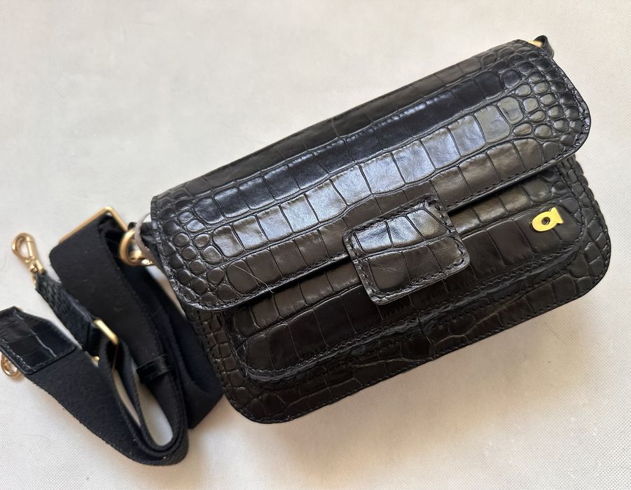 Daag torebka mini Madeline czarna crocco skóra naturalna