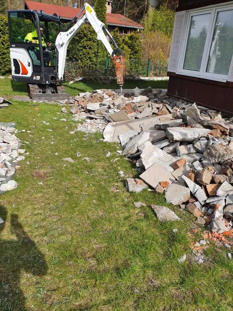 Usługi minikoparka z młotem, prace ziemne,zageszczarki