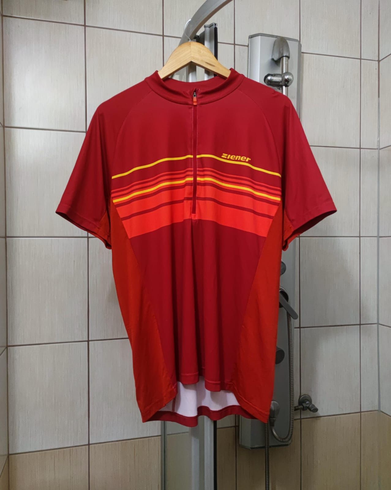 koszulka kolarska XL ziener czerwona pomarańczowa rowerowa vintage rac
