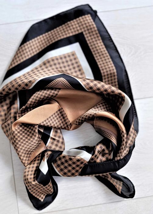 Apaszka chustka brązowo czarna