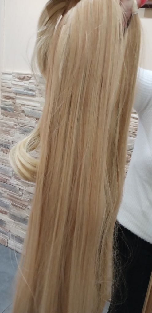 Włosy kucyk naturalny blond 70 cm bardzo naturalny