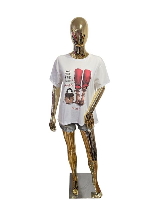 T-shirt damski SPARKLE GIRL biały Bastet Fashion rozmiar L/XL