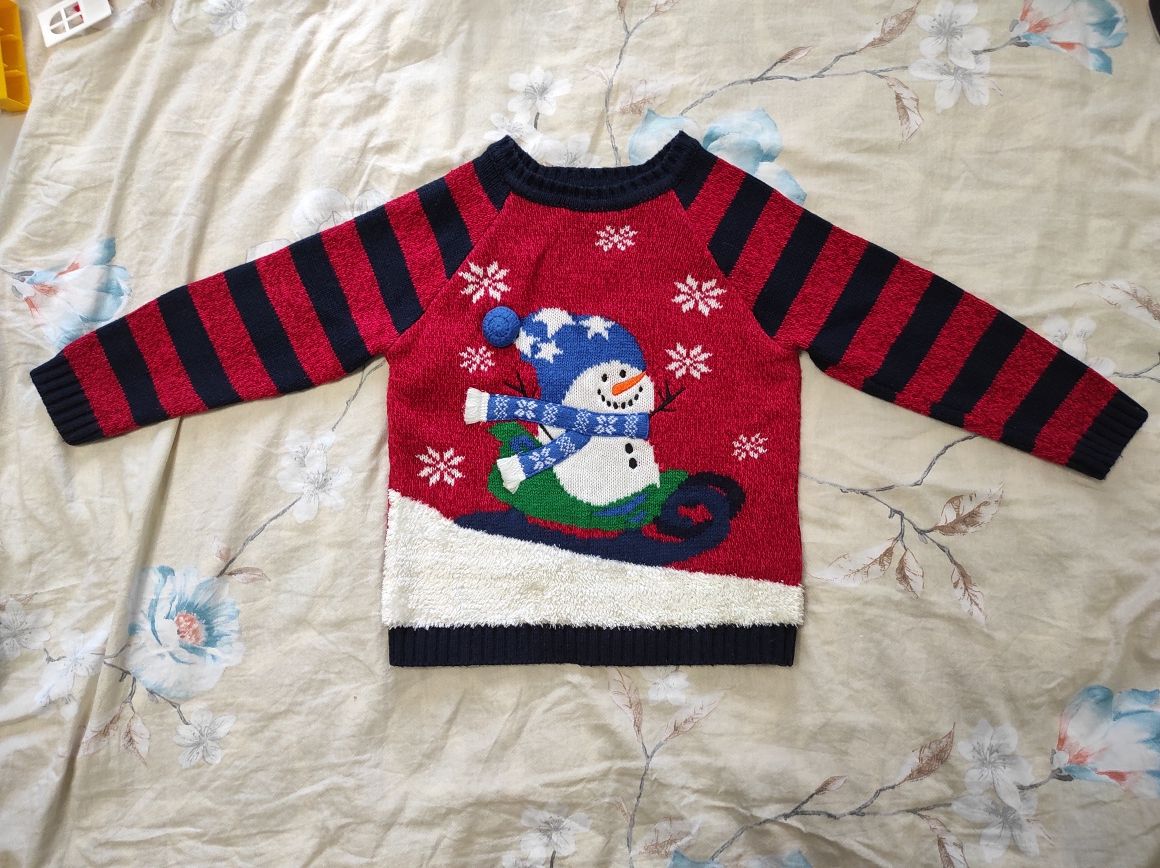 Новогодний свитер George 3-4 года 98 - 104 см снеговик свитерок