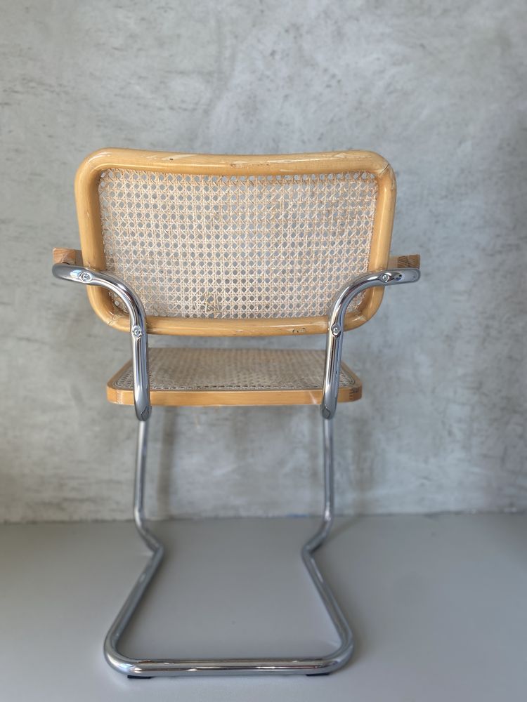 Włoskie Krzesło Cecsa M.Breuer chrom bauhaus mid century ratan vintage