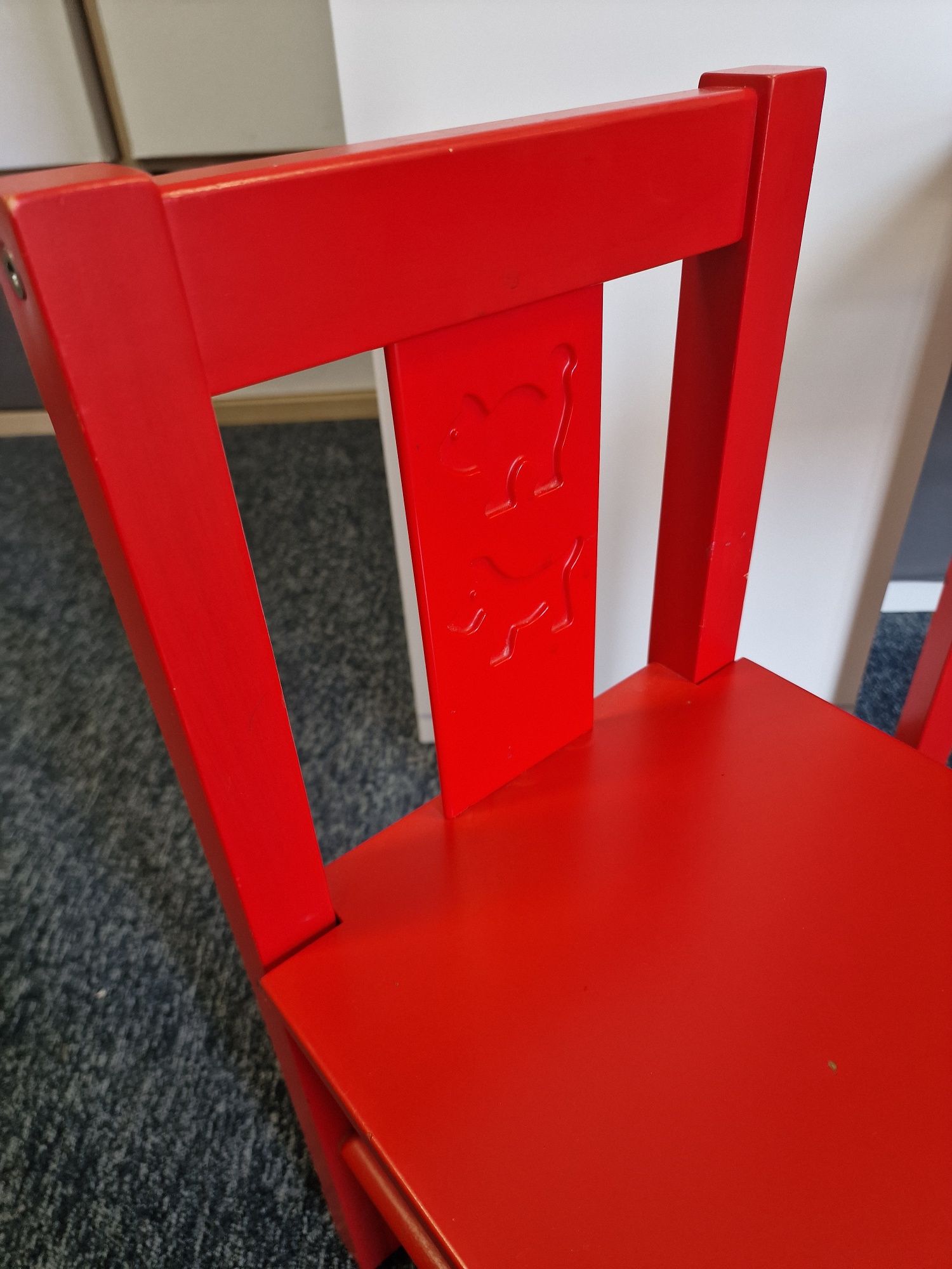Stolik i krzesełko Ikea kritter czerwony dla dziecka
