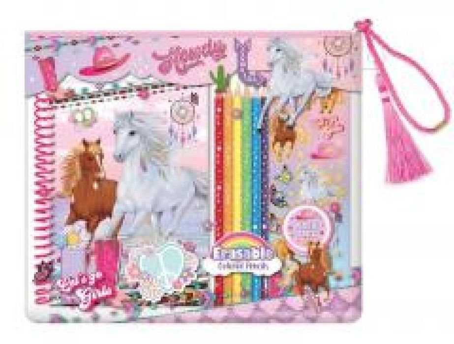 Notatnik na spirali z kredkami Konie Hot Focus folia,230x30 mm