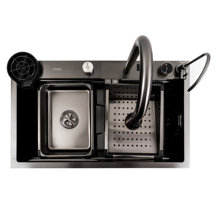 Мийка кухонна з водоспадом, дозатором,