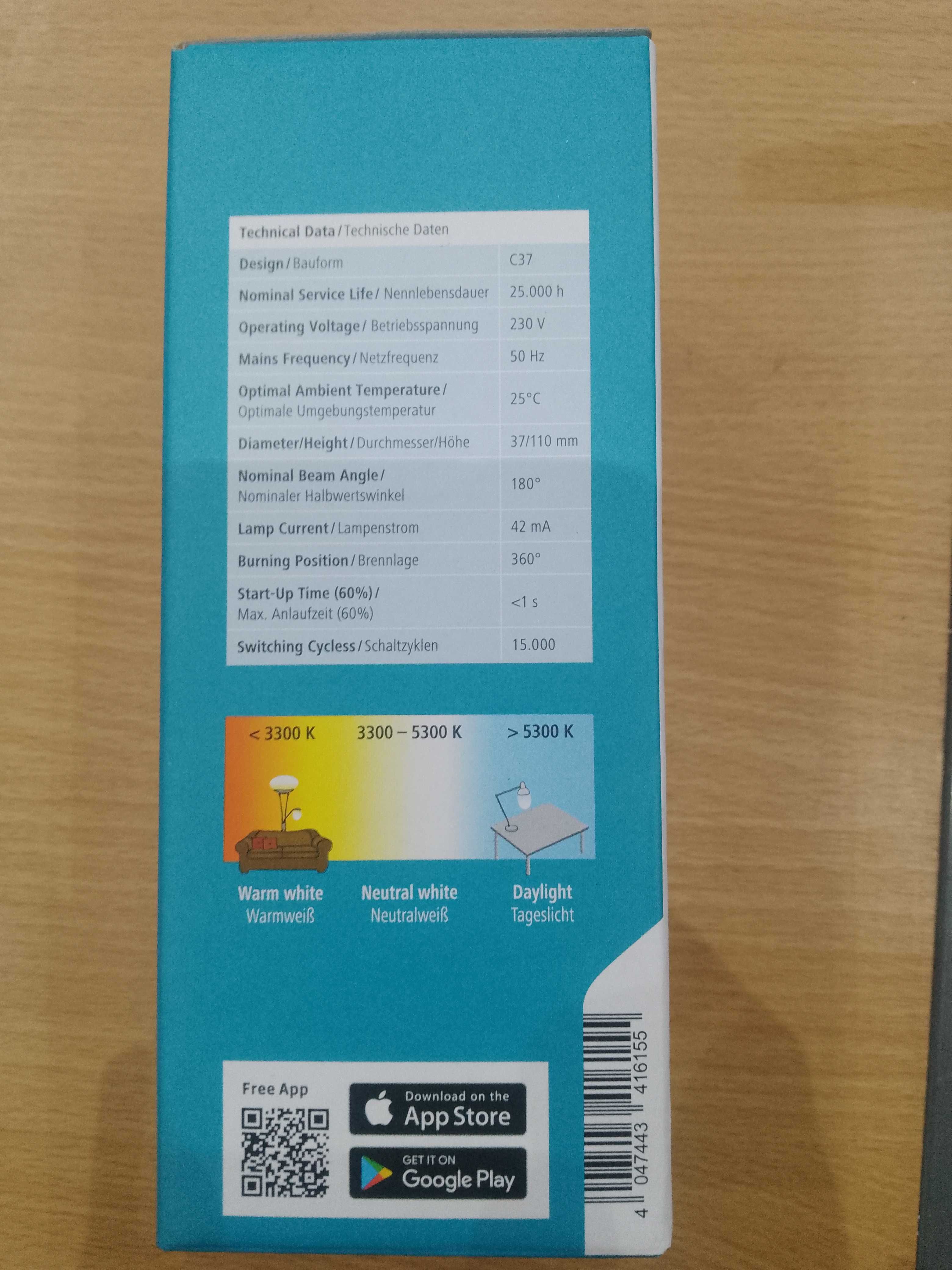 WiFi-LED Lâmpada HAMA, E14, 5.5W, Branca, Brilho ajustável - como Nova