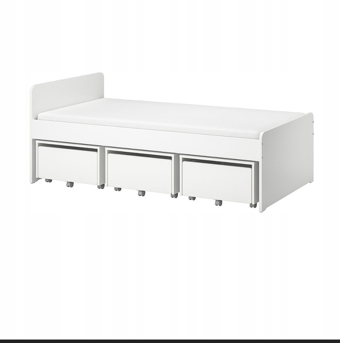 IKEA SLÄKT Rama łóżka z 3 poj na pościel, biały, 90x200