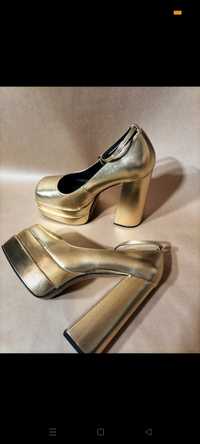 Nowe złote buty na obcasie ASOS r 39