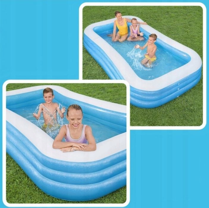 Basen ogrodowy dmuchany DUŻY rodzinny prostokątny do ogrodu XXL