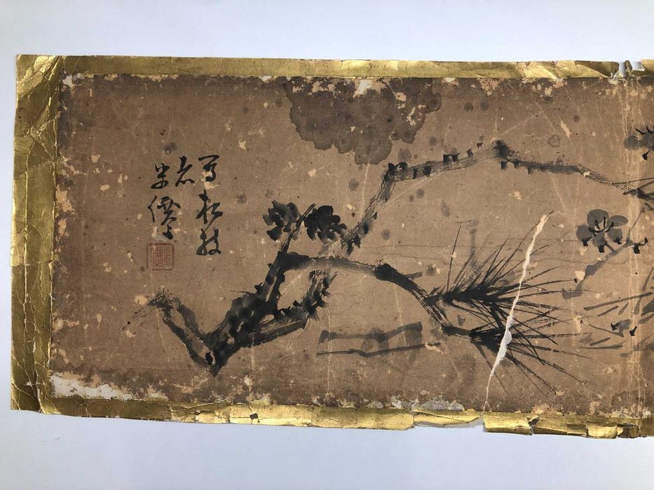 Bardzo Stary zwój japoński KAKEMONO Kakejiku obraz Japonia 1830-60r.