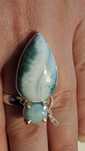 Larimar pierscionek srebrny,nowy,regulowany
