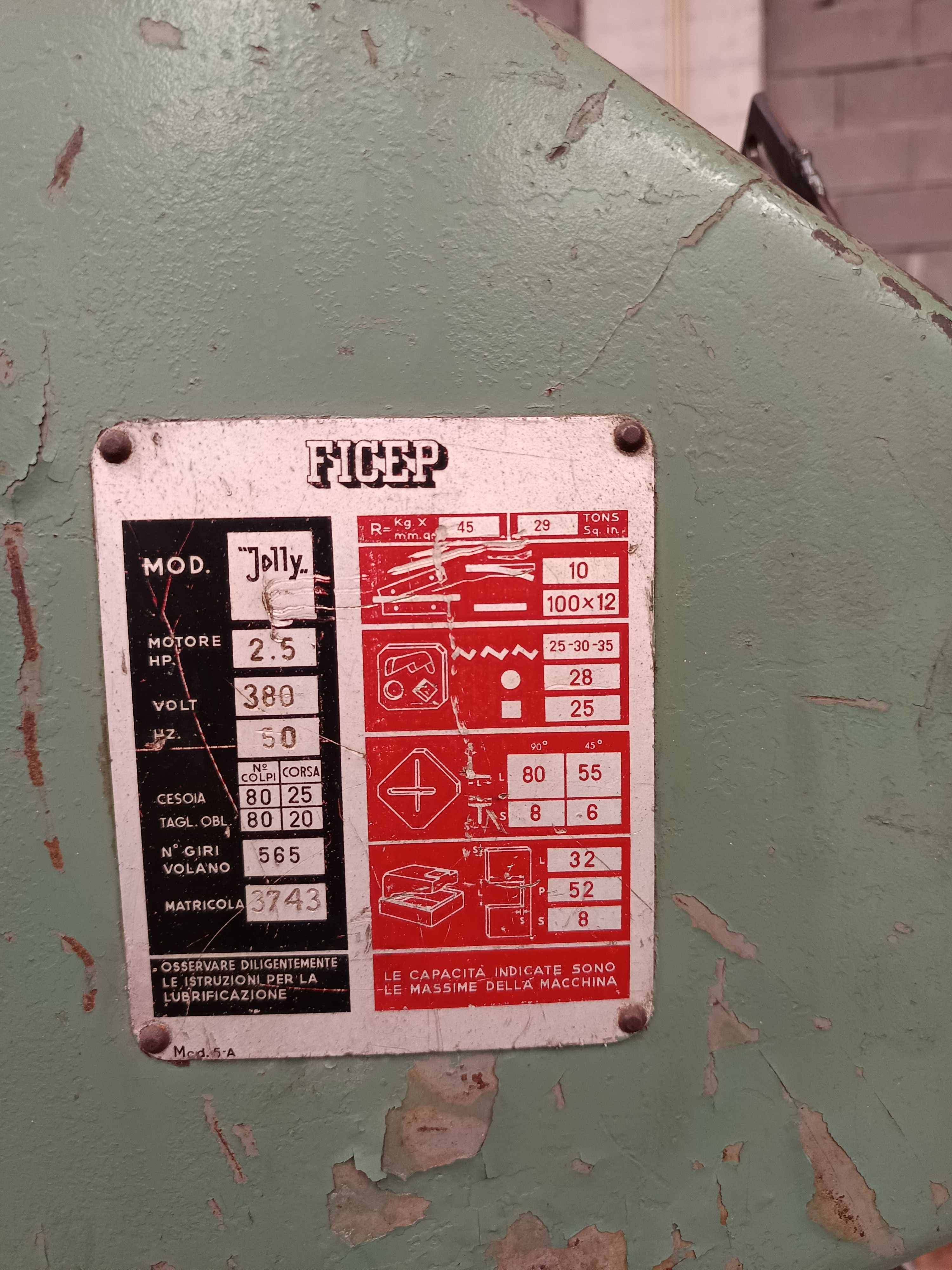 Máquina de corte e furação - Saca Bocados Mecânico FICEP Jolly 380V