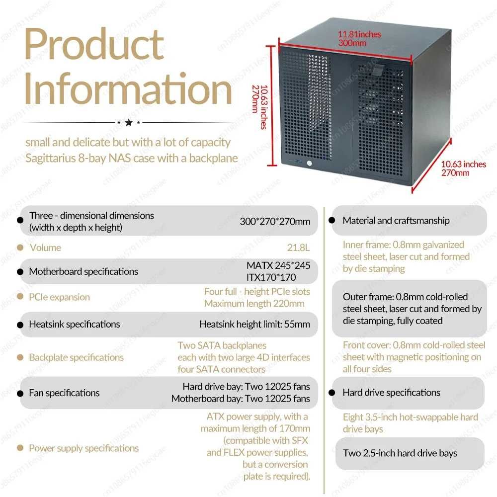 Sagittarius 8-Bay NAS Tower Case with Backplane