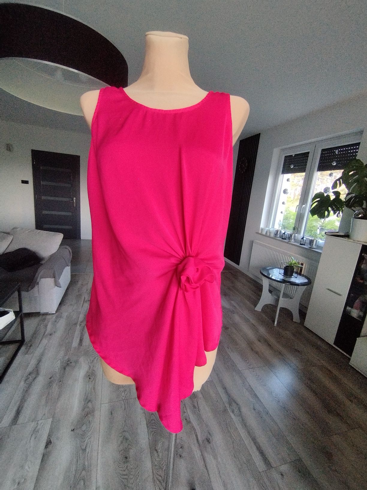 R.S amarantowa różowa bluzka bez rękawów wiązana