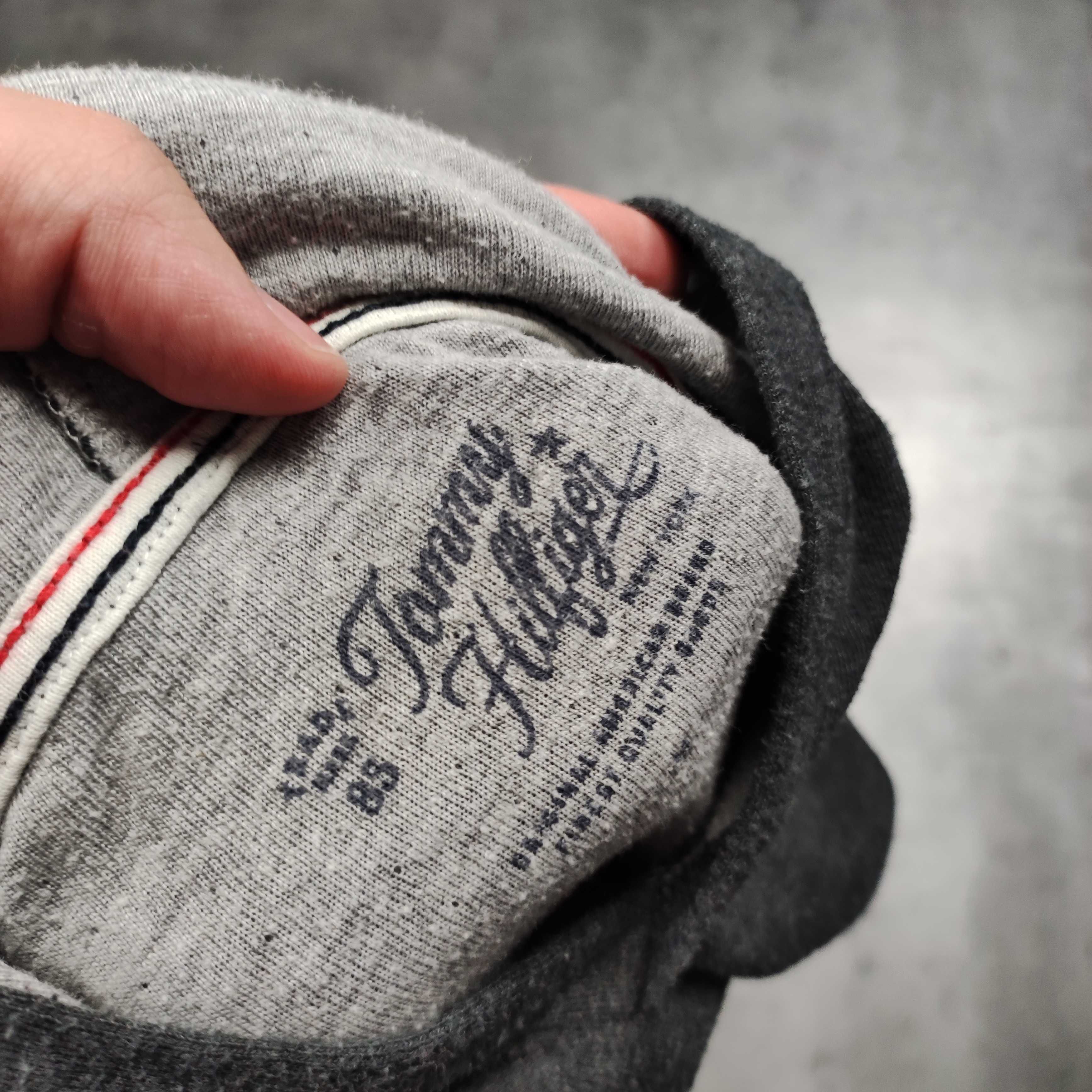 MĘSKA Lekka Bluza z Kapturem Hoodie Ciemno Szara Tommy Hilfiger Haft