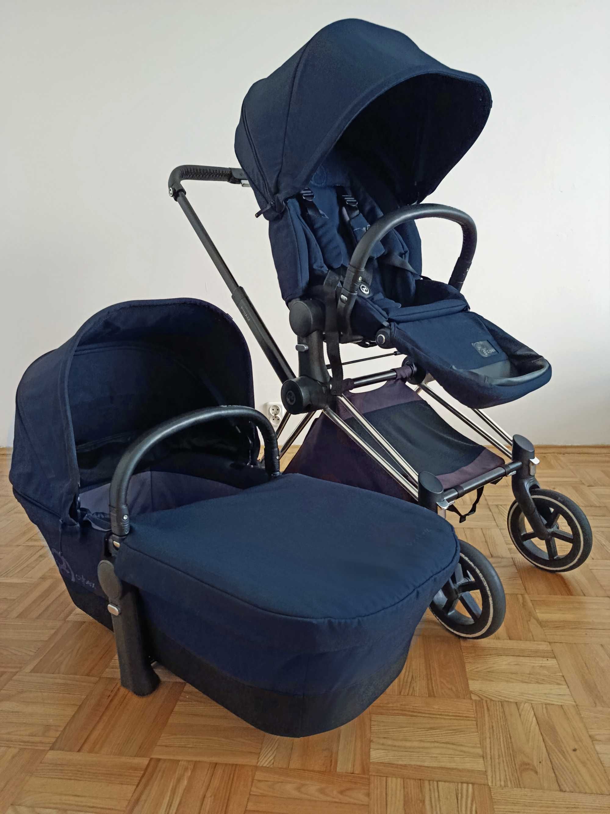 Cybex Priam granatowy gondola plus spacerówka