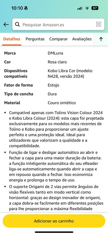 Capa Kolo Libra Colour 2024 - NUNCA USADA