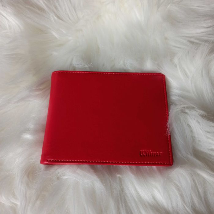 Cienki czerwony portfel etui na karty wizytówki Wilmar
