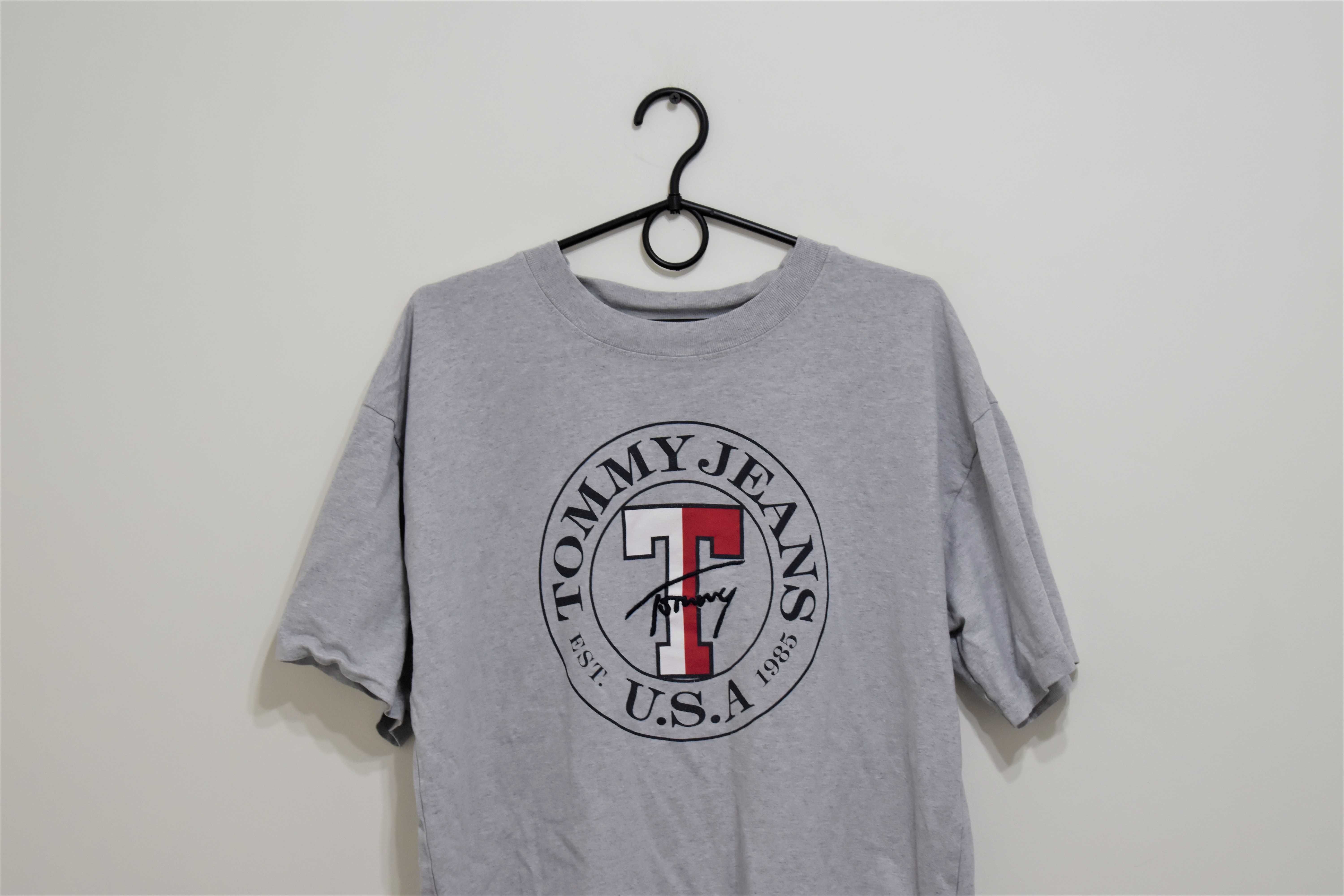 Tommy Hilfiger szary grubszy T-shirt super stan USA S/M