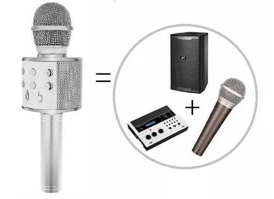 Mikrofon karaoke bezprzewodowy bluetooth AUX USB MicroSD