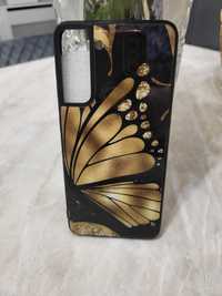 NOWE Etui Glass szklane Samsung S21 złoty motyl