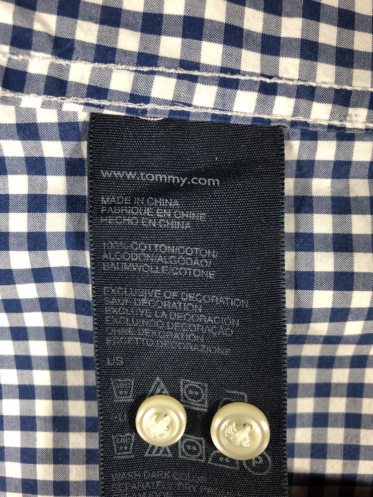 Niebieska bawełniana koszula męska Tommy Hilfiger 80’s Two Ply Cotton