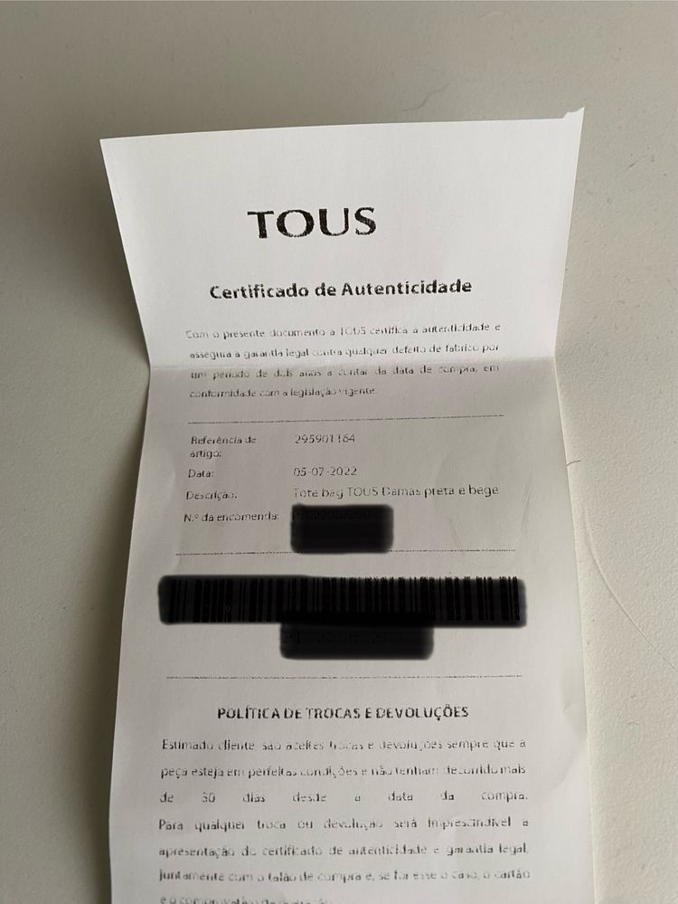 Tote Bag -Mala Tous com certificado de autencidade.