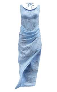 Блакитна напівпрозора максі сукня на розмір M/L від PrettyLittleThing