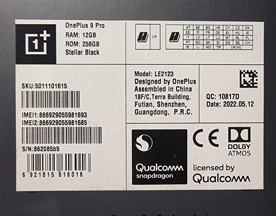 One plus 9pro 5g 12/256