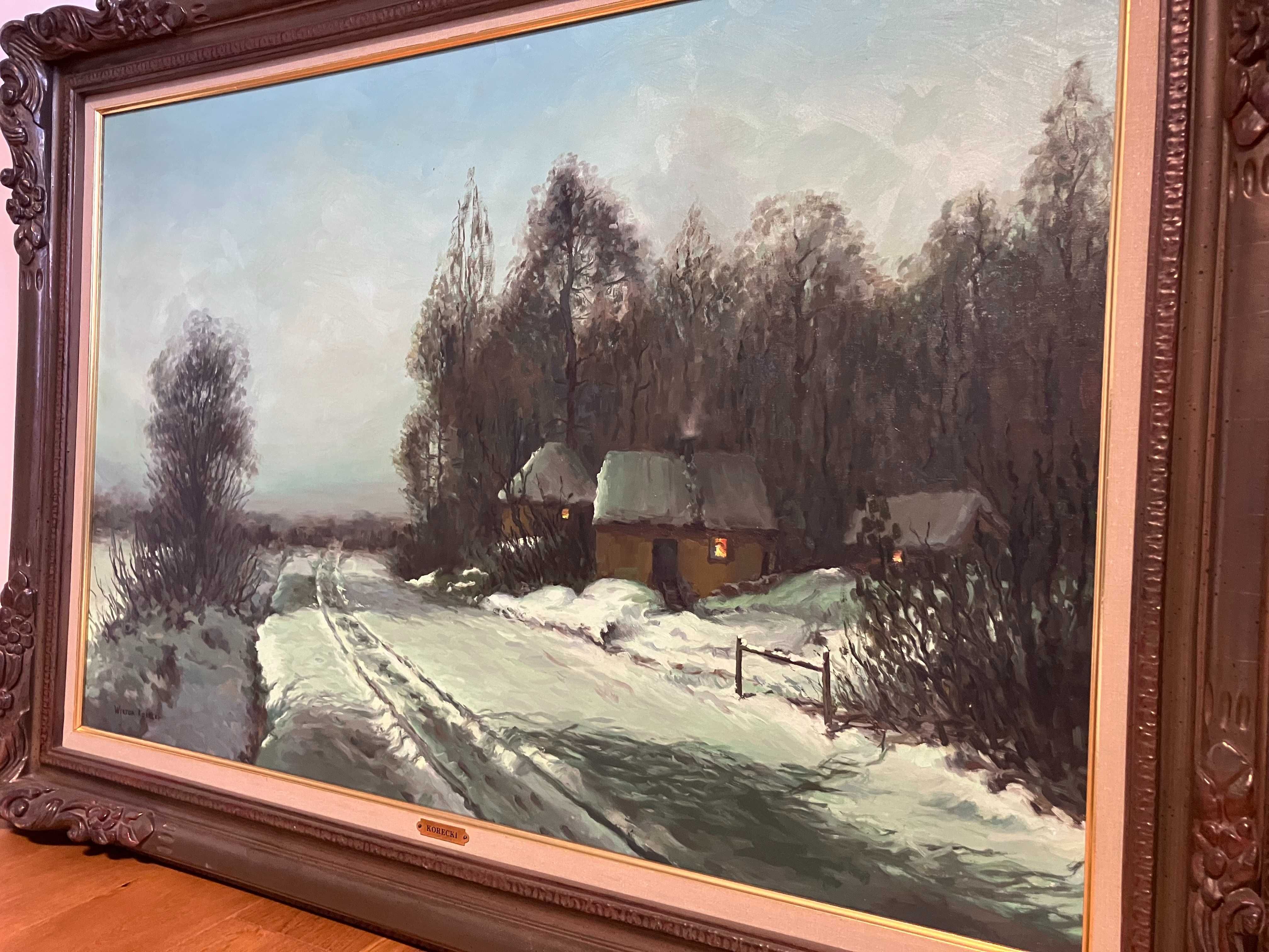 Wiktor Korecki - Pejzaż zimowy, olej na płótnie 60 x 90 cm