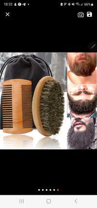 Pente e escova para barba
