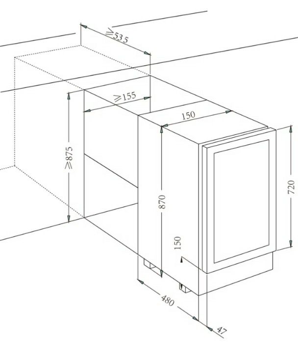 Mała lodówka do wina 15 cm szerokości pod blat winiarka chlodziarka