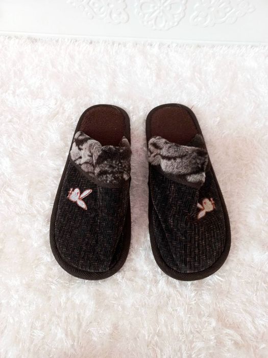 Кімнатні тапки капці чоловічі коричневі шльопанці плей бой домашні кап