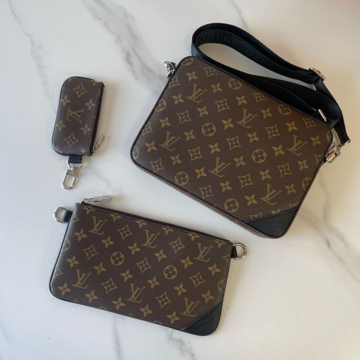 Louis Vuitton 3v1 messenger 3в1 сумка трио мужская коричневая кожаная