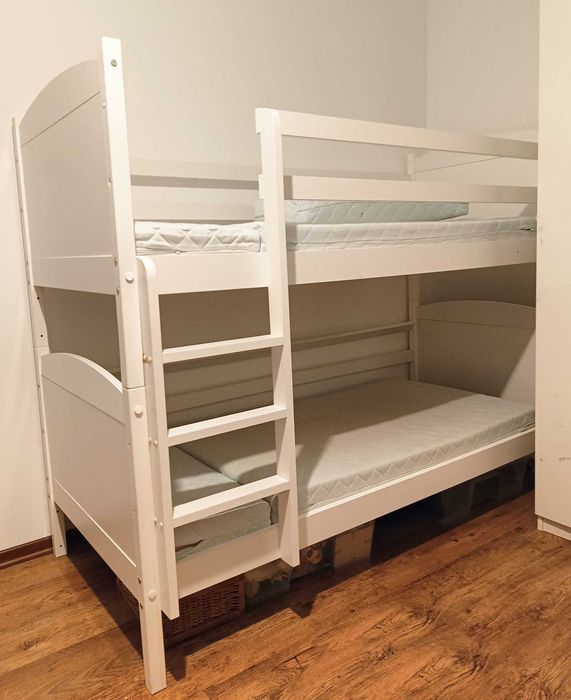 łóżko piętrowe białe dla dzieci